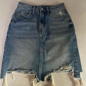 Frayed Denim Skirt